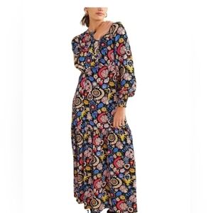 Boden long sleeve flower print maxi dress